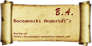 Bocsanszki Anasztáz névjegykártya